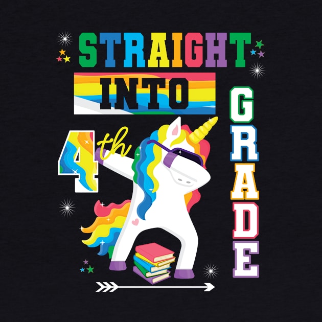 Kids Back to School First Day of 4th Grade Unicorn Dabbing by Kimmicsts